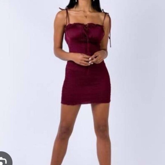 princess polly dahlia mini dress- wine/ maroon size US 4 - Picture 1 of 4